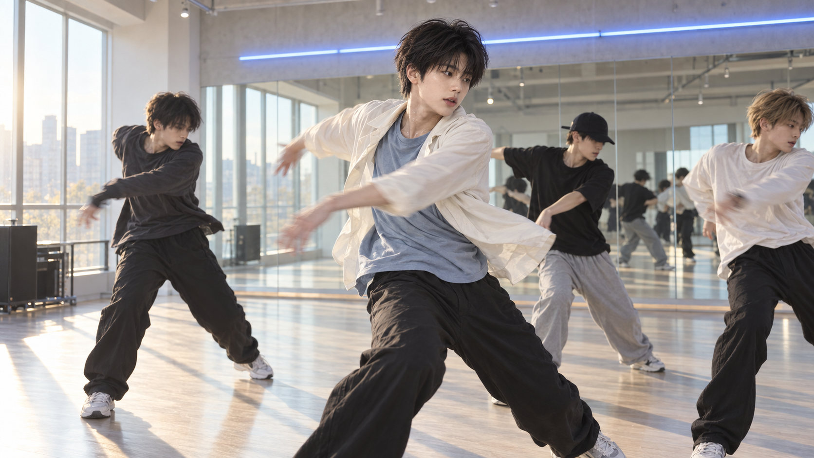 ダンスリハーサルで振付に集中するYUSHIN