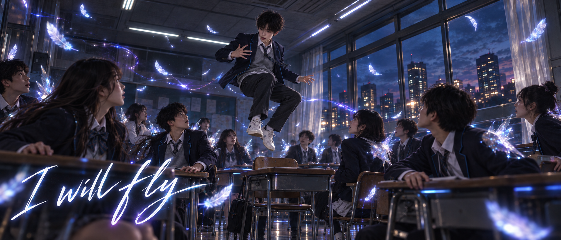 翼が芽生える教室で、YUSHINが最初に飛び始める『I will fly』の幻想的なキービジュアル